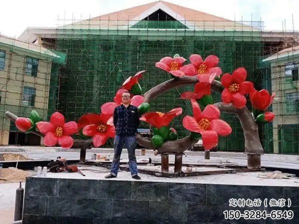 桃花雕塑供需，美陳雕塑，仿真桃花雕塑廠家承接