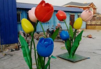 郁金香雕塑廠家，露天雕塑，不銹鋼郁金香雕塑選用