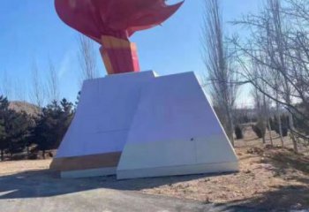 戶外火把雕塑訂做，多彩藝術(shù)，不銹鋼火把雕塑制造
