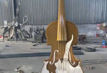 大提琴雕塑展品，室外軟裝，展示不銹鋼大提琴雕塑訂做