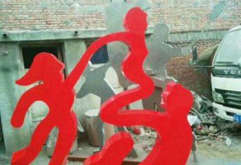 校園福字雕塑，拉絲景觀雕塑，抽象主題