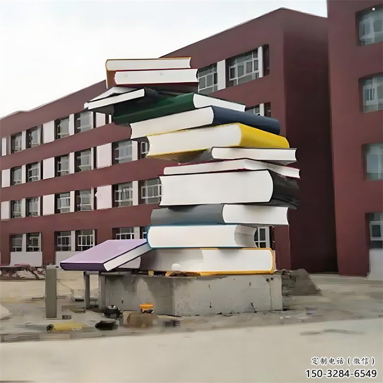 學校疊書雕塑提供，多彩藝術，中式不銹鋼疊書雕塑通用