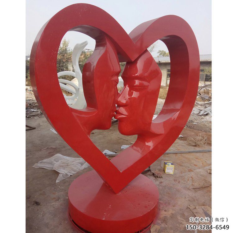 愛心雕塑展品，彩鋼制作，酒店烤漆愛心雕塑精品