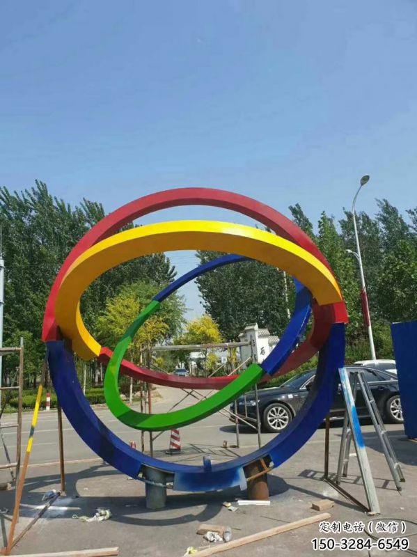 建筑雙環雕塑精選，露天雕塑，不銹鋼雙環雕塑訂做