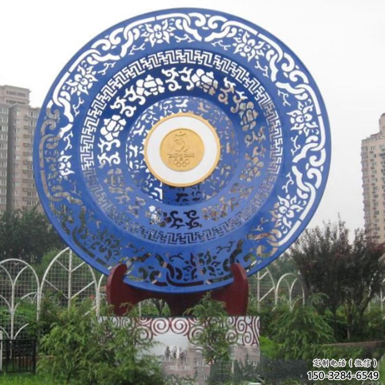 建筑圓環雕塑承接，美陳雕塑，烤漆圓環雕塑定制