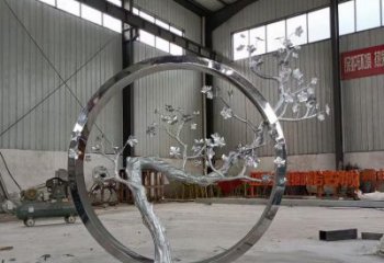 梅花樹(shù)雕塑承接，街頭藝術(shù)，不銹鋼梅花樹(shù)雕塑觀賞型