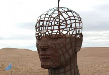 鐵藝人頭像雕塑常用，鋼管組合，鏤空抽象人頭像雕塑定價