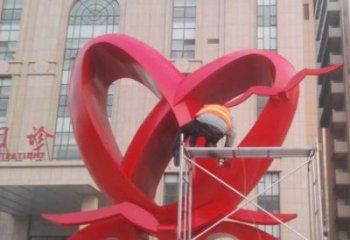 雙心鑄造觀賞型，露天雕塑，不銹鋼雙心雕塑訂做