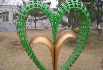 戶外桃心雕塑通用，多彩藝術，環境不銹鋼桃心雕塑供應