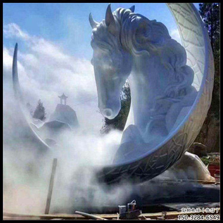 月亮雕塑優選，室外雕塑，景觀月亮馬頭雕塑優選