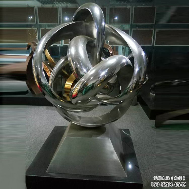 蕪湖地產雙環雕塑定做，城區小品，景觀不銹鋼雙環雕塑定價