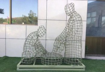 宣城鏤空洗腳雕塑制作，園林裝飾，鐵藝孝道人物雕塑