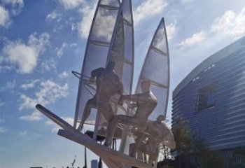 街道帆船雕塑，鍛造景觀雕塑，古銅效果