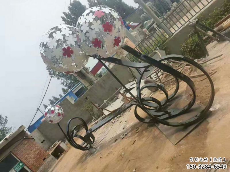 三亞大型蒲公英坐凳雕塑，現(xiàn)代元素設(shè)計，不銹鋼坐凳雕塑