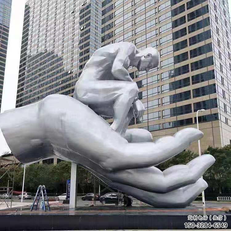 萬寧沉思者雕塑，景觀雕塑，手托人物雕塑廠家提供