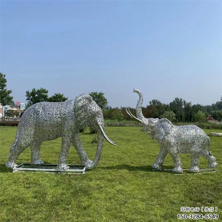 邯鄲鏤空大象雕塑制造商，動物擺件，透雕大象雕塑定制