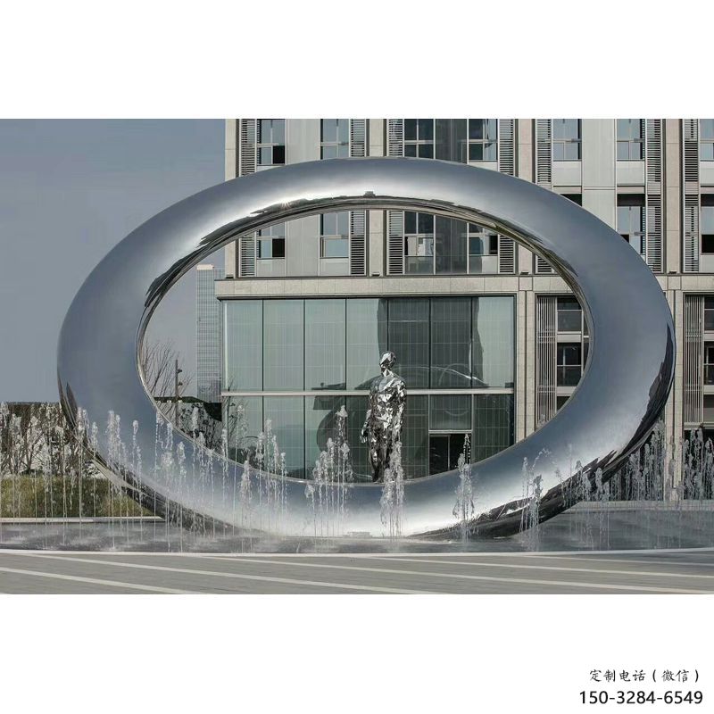 九臺小區圓環雕塑，水簾噴泉雕塑，水景藝術效果
