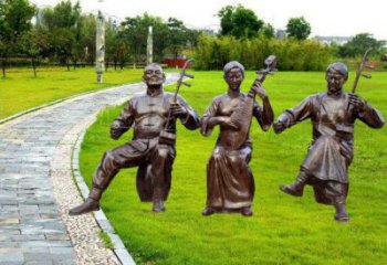 黃岡拉二胡雕塑點擊，景觀雕塑，別墅民俗人物雕塑供求