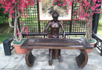 孝感彈古箏雕塑廠家，景觀概念，民俗人物雕塑通用