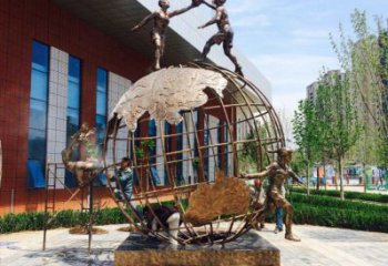 蘇州地球儀雕塑選定，拉絲工藝，地球儀人物雕塑預定