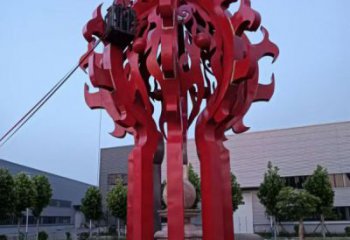 鄂爾多斯火球雕塑，精神堡壘火球雕塑落地展示