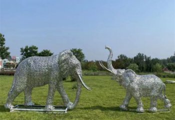 同心鏤空大象雕塑制造商，動(dòng)物擺件，透雕大象雕塑定制