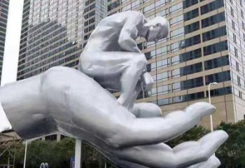 金鳳沉思者雕塑，景觀雕塑，手托人物雕塑廠家提供