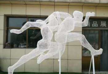 榆林鏤空跨欄雕塑制造商，透雕雕塑，鐵藝體育人物雕塑供給