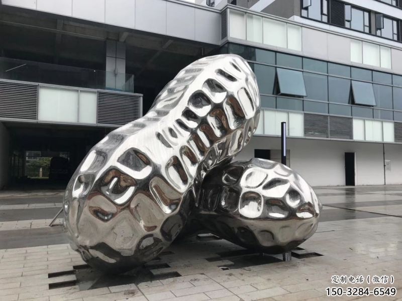 濱江花生雕塑制造，白鋼構件，不銹鋼花生雕塑提供