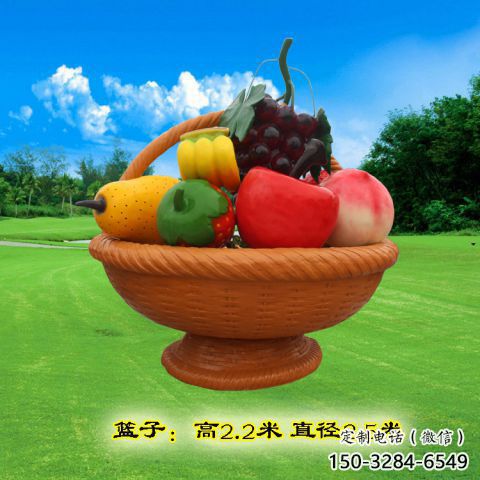 彩繪果籃雕塑通用，花園小品，廣場玻璃鋼果籃雕塑優(yōu)價